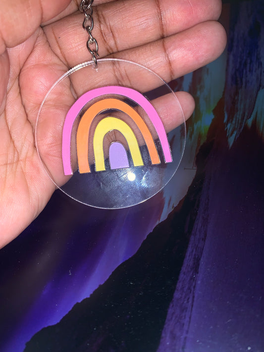 Clear Rainbow Keychain