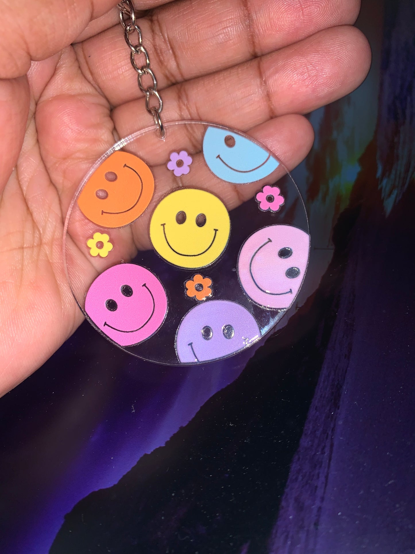 Colorful Smiley faces Keychain